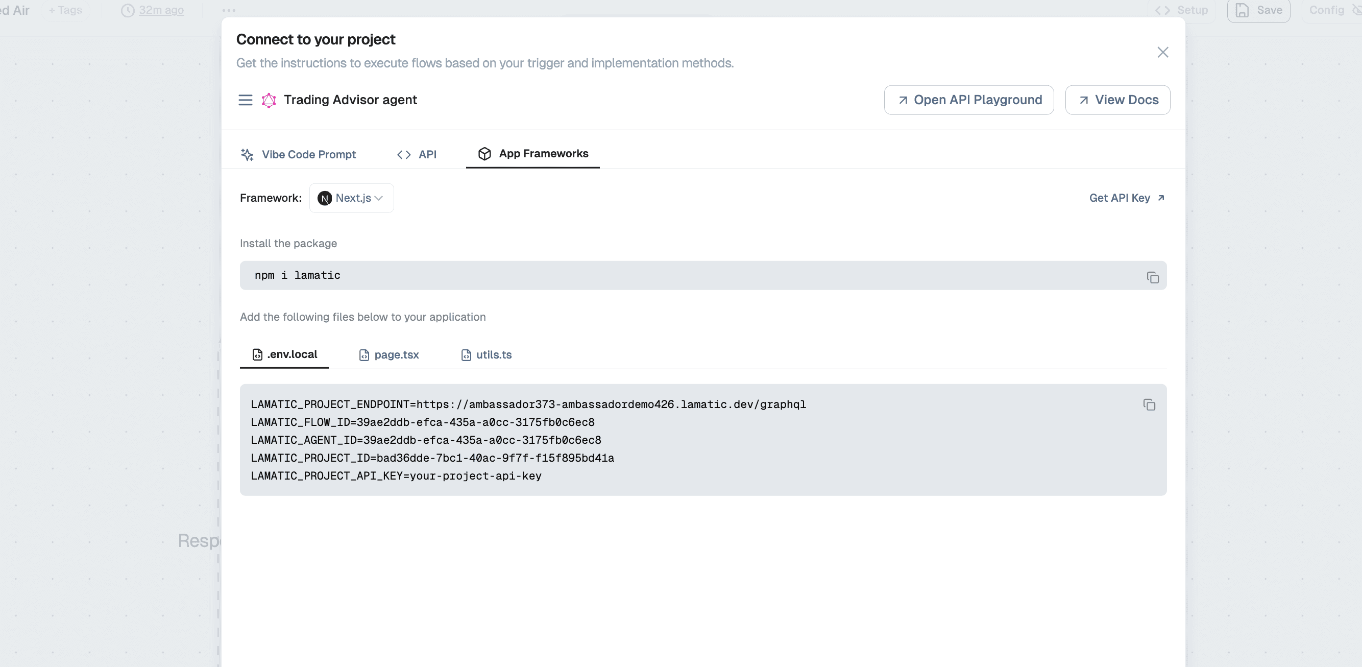 Connect to your project - App Frameworks